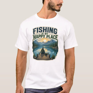 La pesca es mi lugar feliz Camiseta vintage de pes