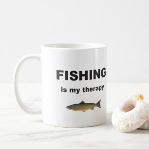 La pesca es mi terapia, taza de café divertida del