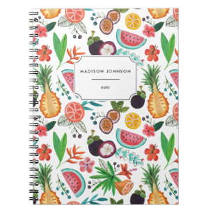 La piña de la fruta tropical florece el cuaderno