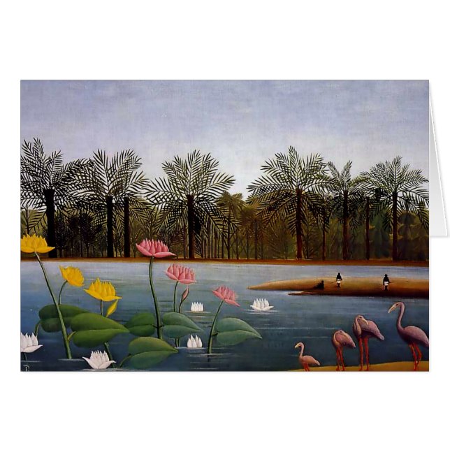 La pintura ingenua de Henri Rousseau "Los flamenco (Anverso (Horizontal))
