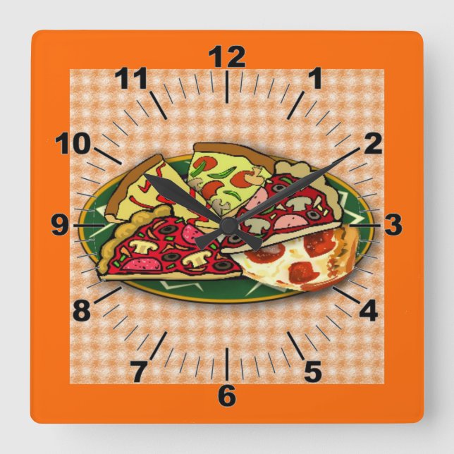 La pizza corta el reloj de pared (Anverso)