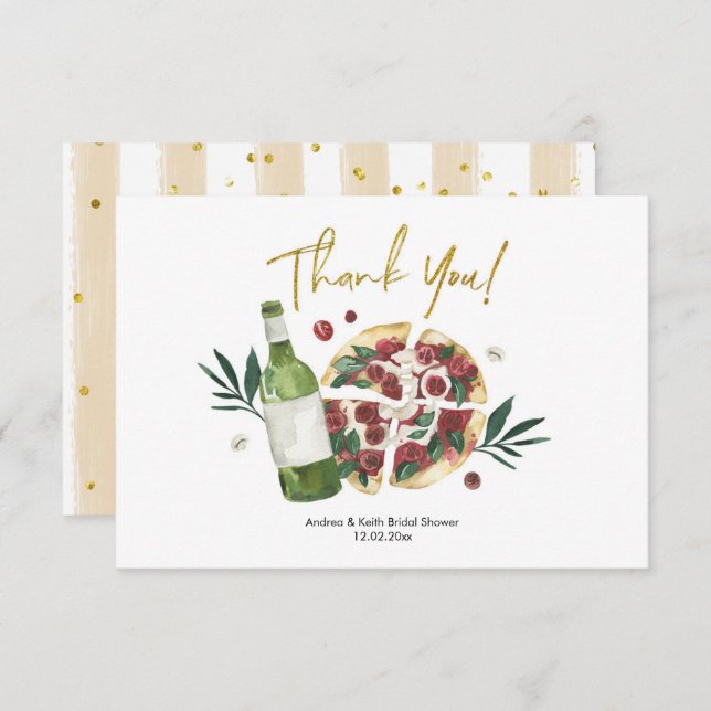 La Pizza Perfecta Pair y la tarjeta de agradecimie (Anverso / Reverso)