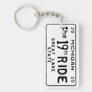 la placa de Michigan del 19º RIDE llavero de pata 