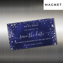 La plata azul marino de cumpleaños salva el imán d