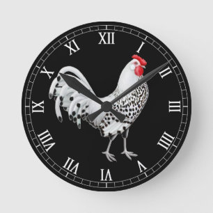 La plata Spangled el reloj de pared del gallo de