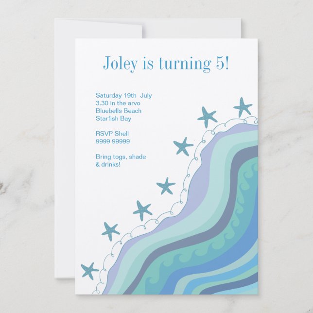 La playa agita la invitación de la fiesta de (Anverso)