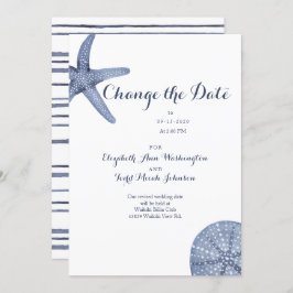 La playa cambia la tarjeta acuarela de fecha