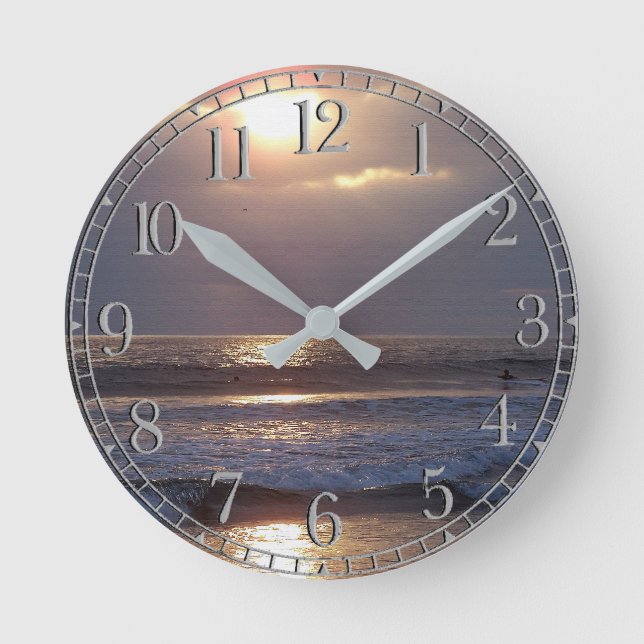 La playa del océano agita el reloj de pared de la (Anverso)