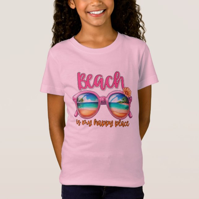 La playa es mi lugar feliz, camiseta de playa (Anverso)