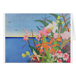 La playa florece el arte Ukiyo-E de Woodblock del