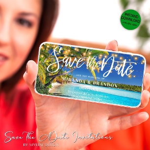 La playa tropical digital salva la invitación a la