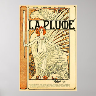 La Pluma 1898 IMPRESIÓN DE CARTEL A5-A1 Alphonse M