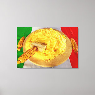 La polenta una receta típica en impresión en lienz