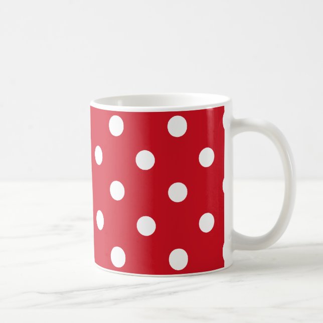 la polka pone la taza en rojo brillante y blanco (Derecha)