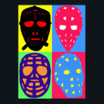 La portera de hockey mástica al Poster de arte pop<br><div class="desc">Guay, coloridas máscaras de portero de hockey sobre hielo vintage estilo pop art. ¡Ideal para los juerguistas de hockey y los aficionados! Excelente en una camiseta, capucha, o en muchas ideas de regalo, por ejemplo, estuches para teléfonos celulares, mangas para computadora portátil e ipad, delantales, tazas, bolsas y más. Puedes...</div>