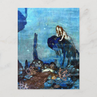 La postal 2 del arte del vintage de little mermaid