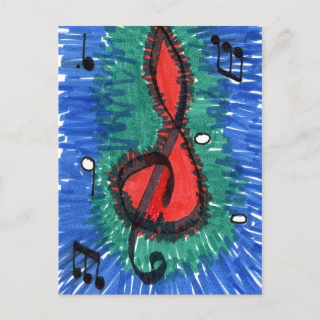 La postal abstracta "El sonido del rojo" (Anverso)