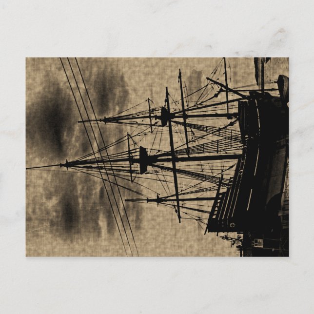 La postal antigua de la nave Mayflower (Anverso)