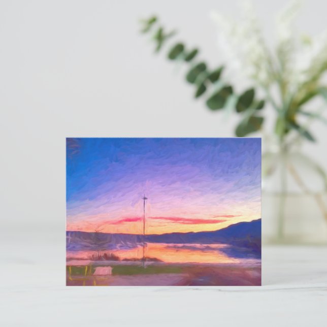 La postal Bay Sunset | Arte original Tasmania (Anverso de pie)
