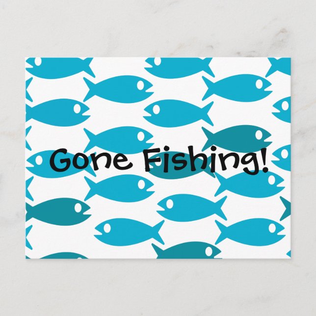 ¡La postal con temática de pescado Gone Fishin! (Anverso)