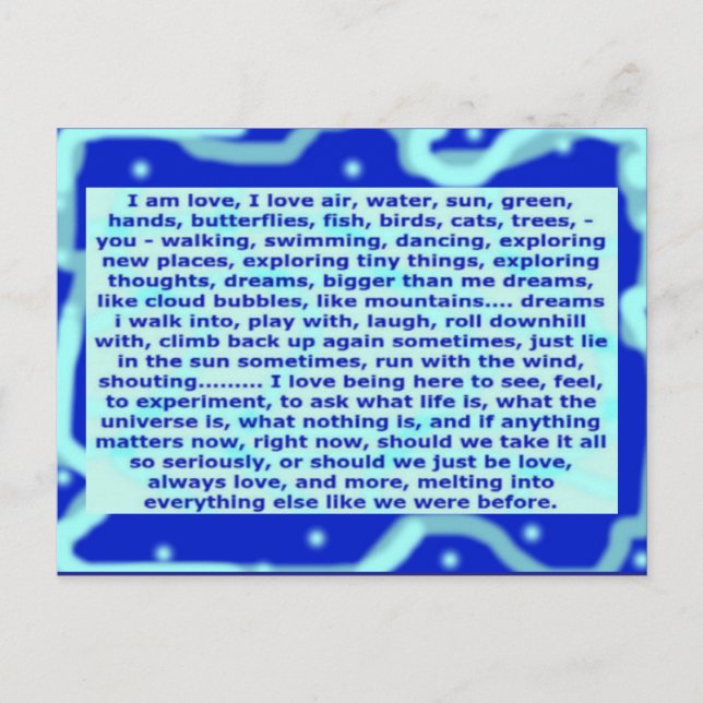 La postal creativa 4a soy amor, sueños, estando (Anverso)