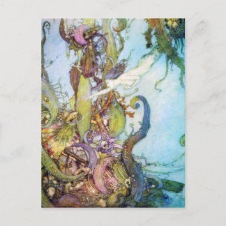 La postal de arte vintage de Little Mermaid