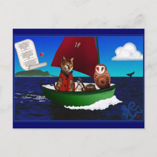 La postal de búho y pussycat