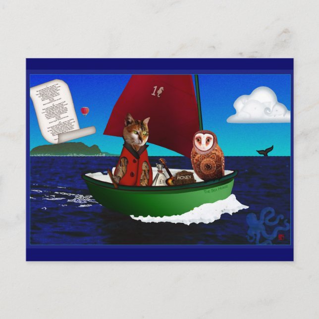 La postal de búho y pussycat (Anverso)