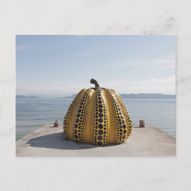 La postal de calabaza amarilla de Naoshima Yayoi K (Anverso)