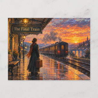 La postal de la estación de la puesta de sol del ú