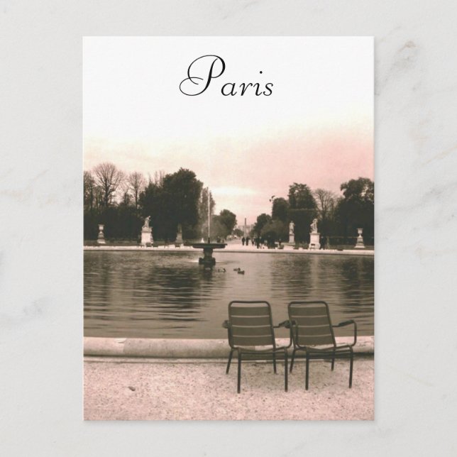 La postal de la fuente del Louvre (Anverso)