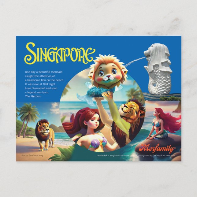 La postal de la Merlion de Singapur (Anverso)