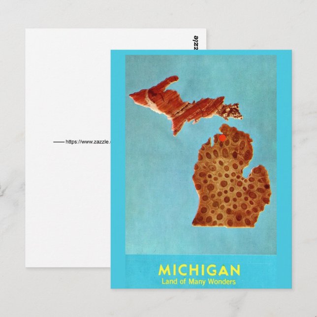 La postal de la piedra Petoskey (Anverso / Reverso)