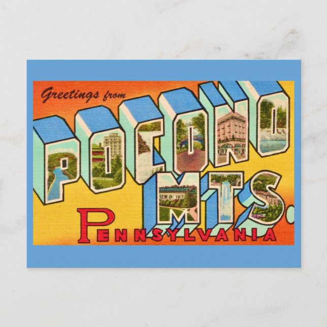 La postal de las montañas de Pocono (Anverso)