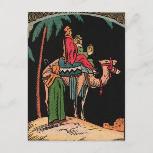 La postal de los Navidades de los hombres sabios