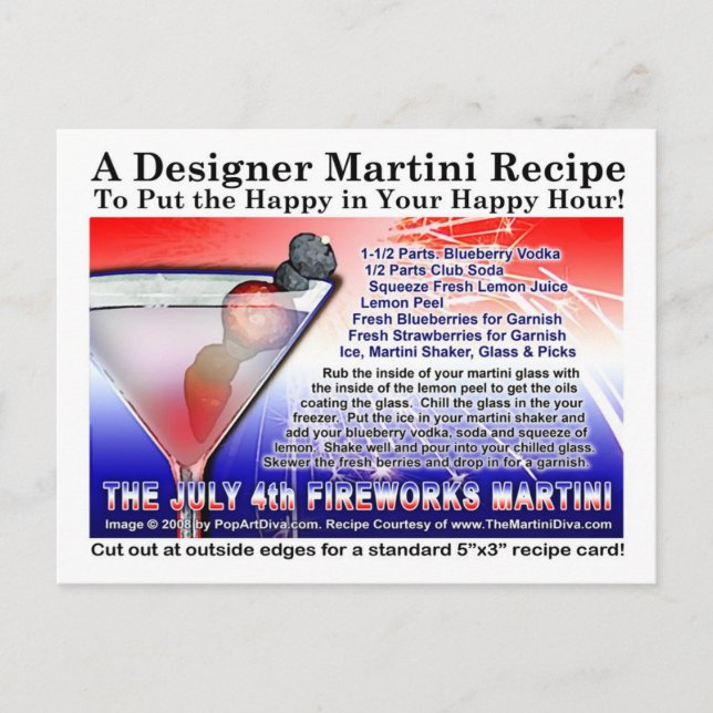 La postal de Martini para fuegos artificiales del  (Anverso)