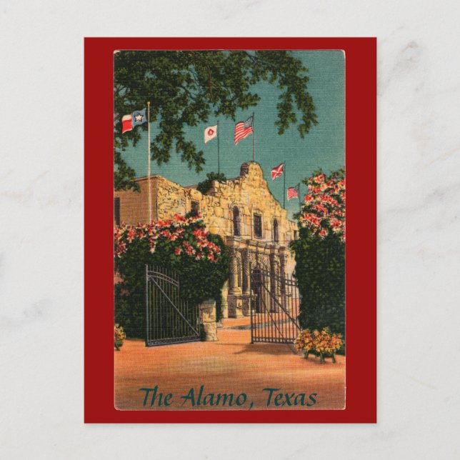 La postal del Álamo Vintage Texas (Anverso)