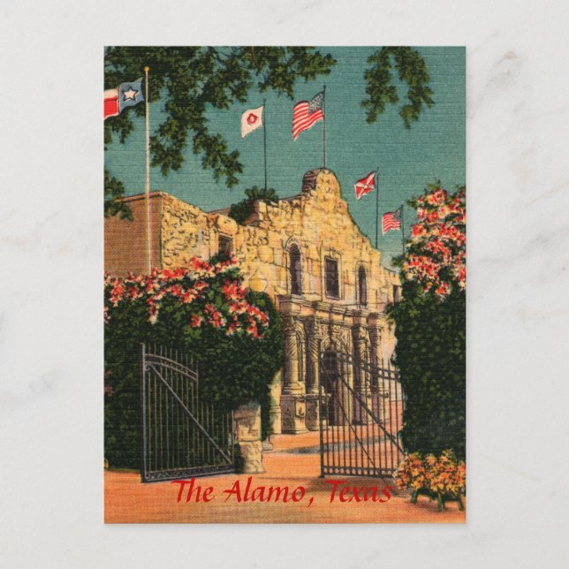 La postal del Álamo Vintage Texas (Anverso)