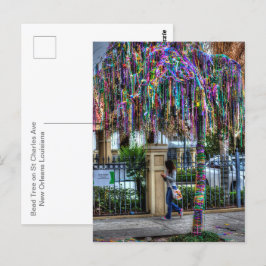 La postal del árbol de la abalorios de Mardi Gras