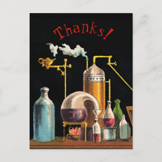 La postal del científico loco alquimista (Anverso)