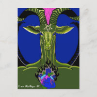 La postal del Corazón Ardiente de Satán (verde)
