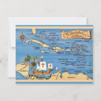 La postal del mapa del Caribe