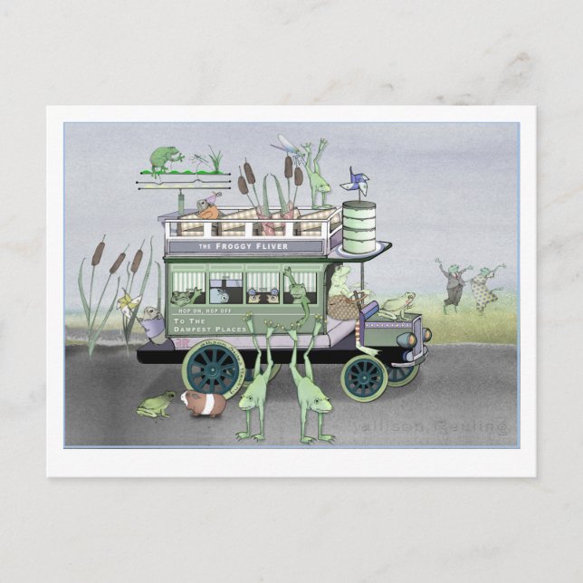 La postal del ómnibus de Fliver Froggy (Anverso)