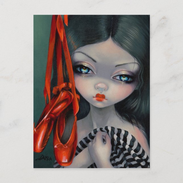 La postal "Los zapatos rojos" (Anverso)