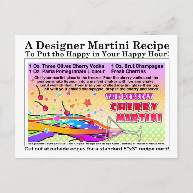La postal perfecta de la receta de Martini de cere (Anverso)