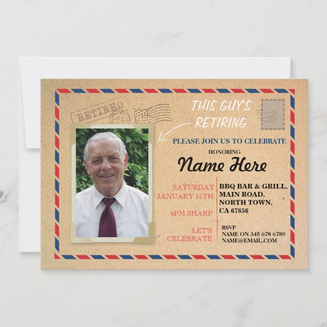 La postal postal de la foto del retiro jubilada (Anverso)