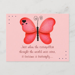 La postal roja de la cita de la mariposa