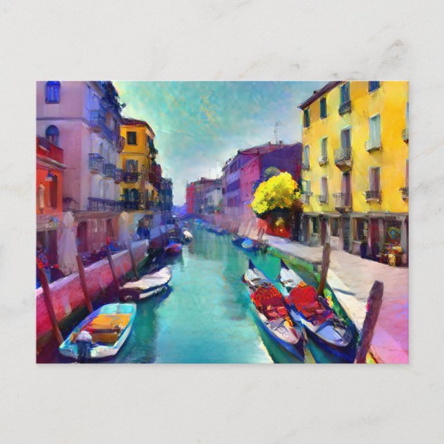 La postal veneciana de la pintura del canal (Anverso)