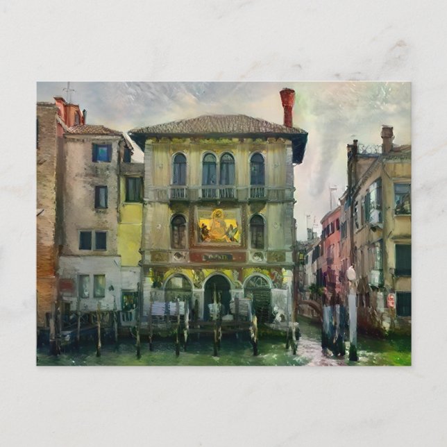La postal veneciana de la pintura del canal (Anverso)