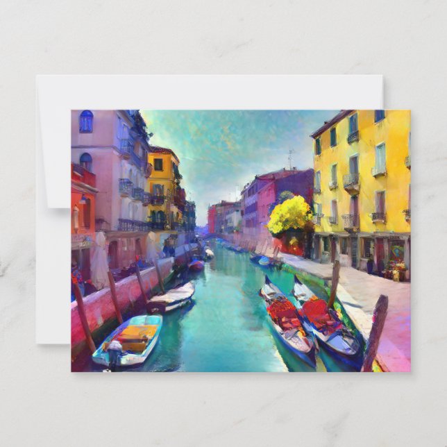 La postal veneciana de la pintura del canal (Anverso)